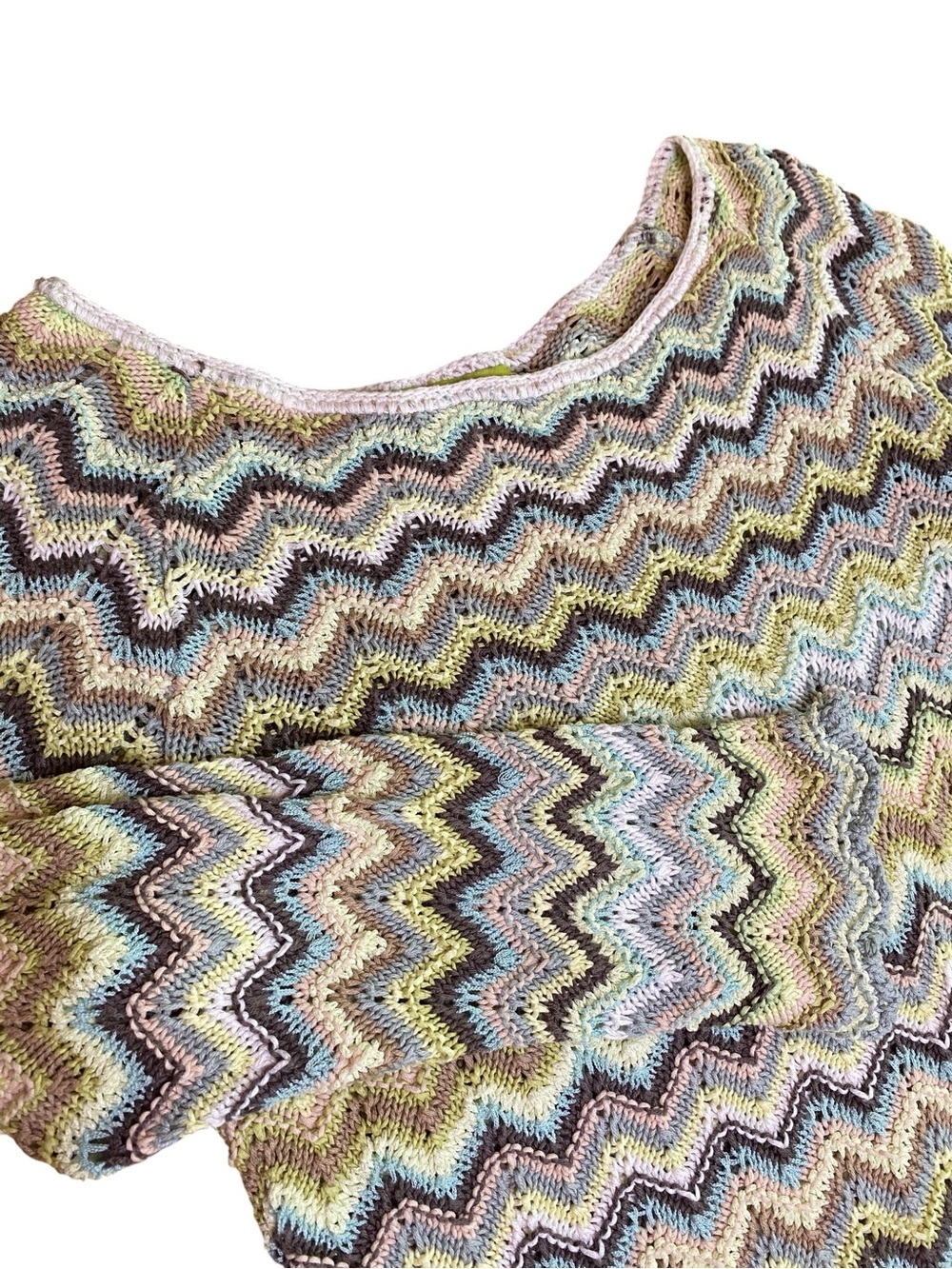 Sigrid Olsen Sweater Women’s M 1970s Boho Indie Hippie Crochet Festival Concert